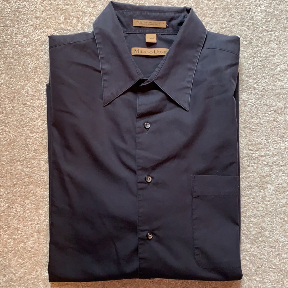 Milano Uomo Men’s Black Dress Shirt 17 Neck